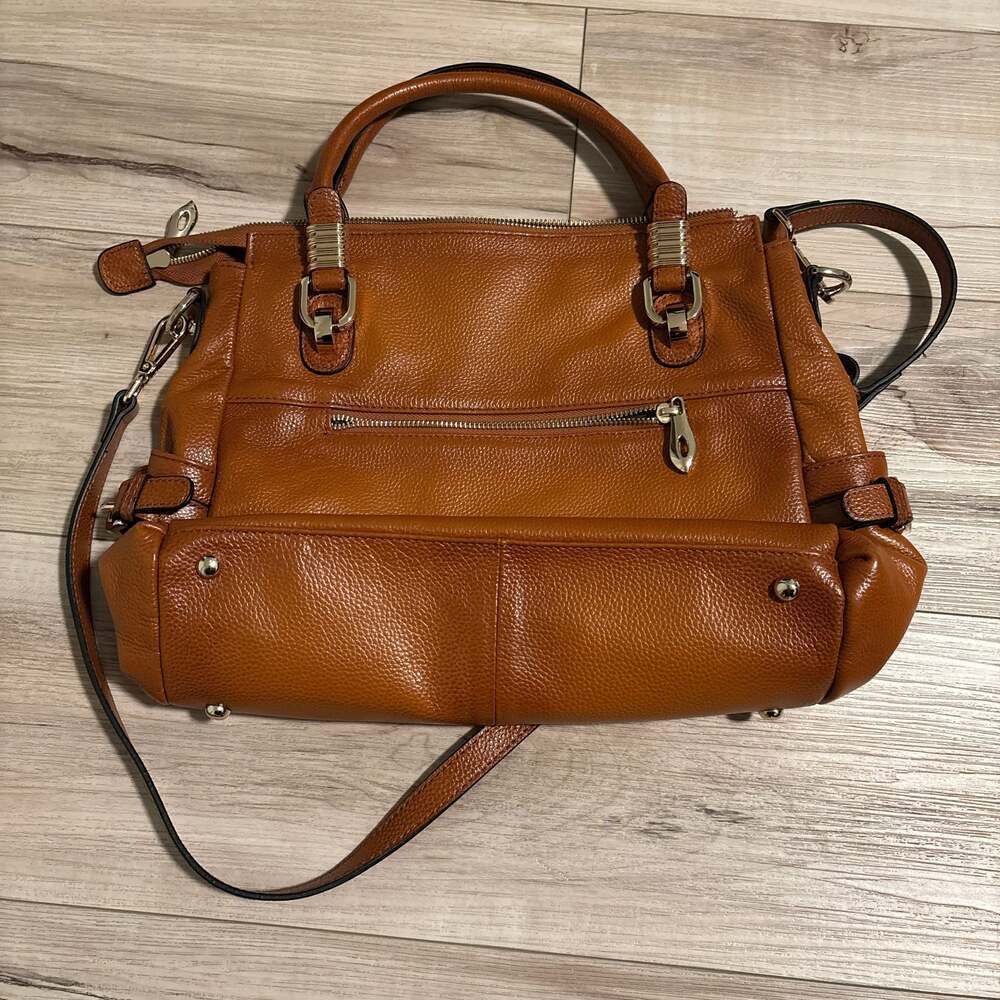 Kattee Women's Genuine Pebbled Leather Satchel Shoulder Bag Purse Brown - Picture 3 of 14